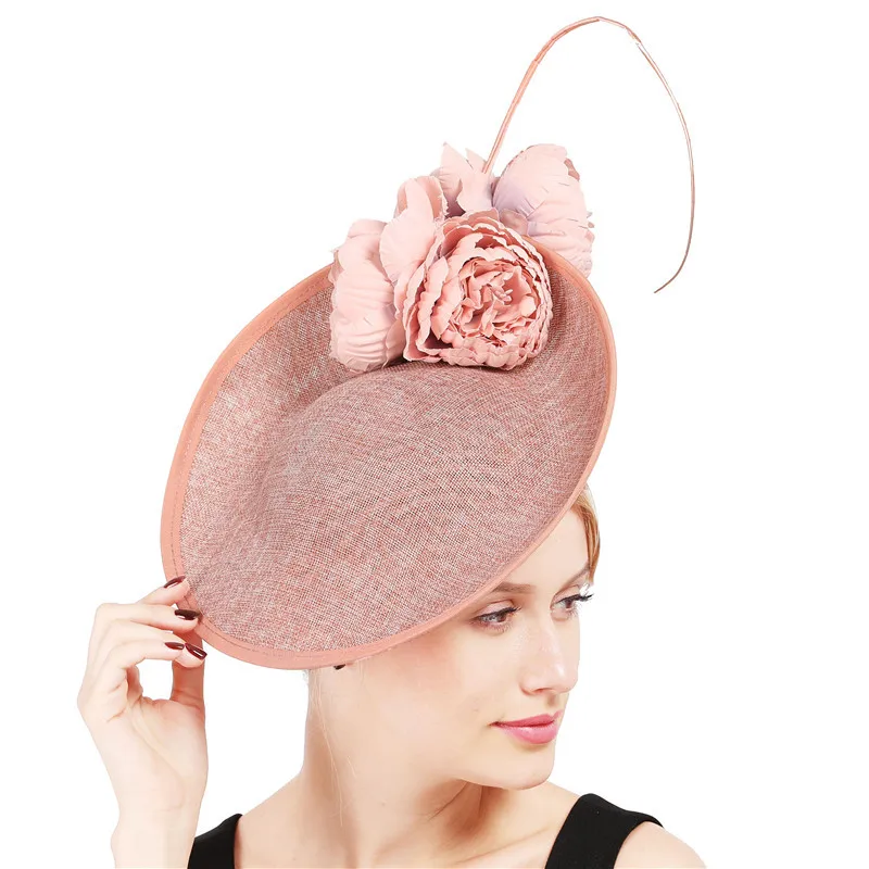 Cocktail Church Hats Elegant Big Hair Fascinators For Prom Women Fedora Gorgeous Lady Fancy Nice Rose Flower Headwear