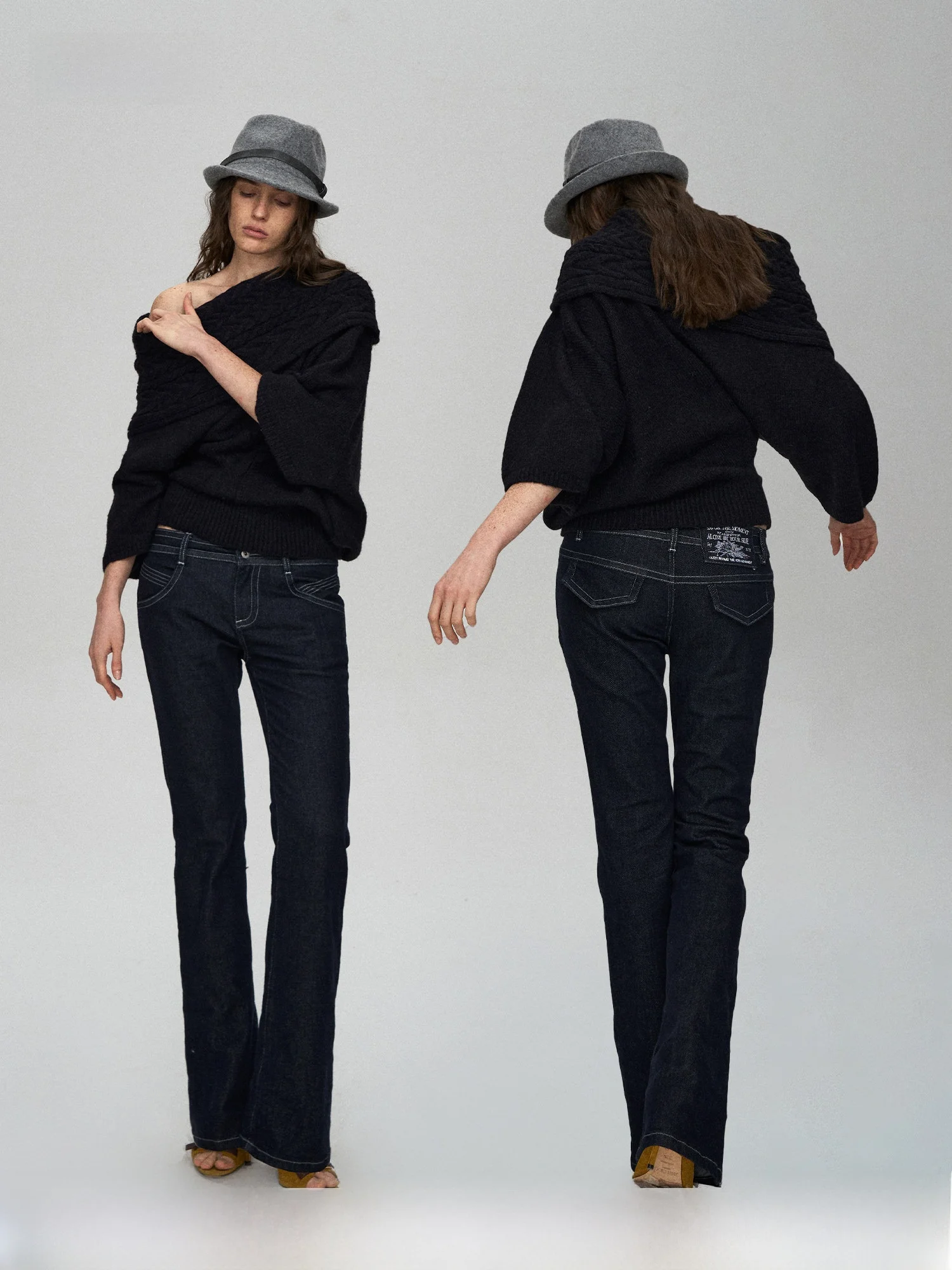 

Original Low Waist Slimming Leg Shaping PRRP R2 Denim Jeans High Waist Contrast Stitch Design Natural Color Women's Retro Style