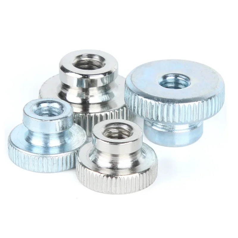 Hand screw nut nickel plated GB806 knurled head nut double layer nut M3 M4 M5 M6 M8 M10 Black zinc / blue zinc/ nickel