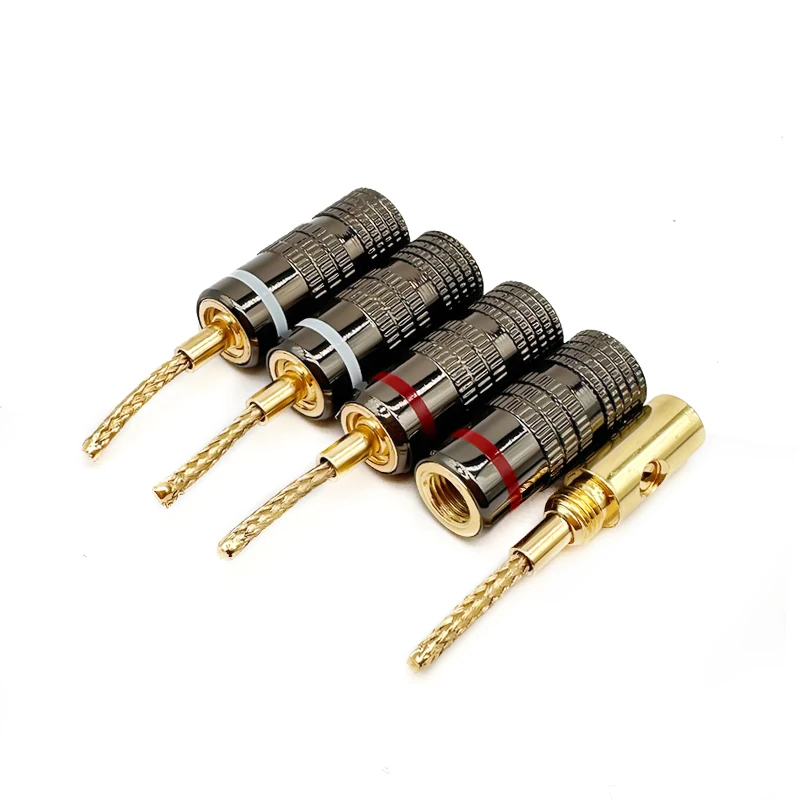 2mm Hifi Banana Plug Connector Gold Plated Copper Audio Speaker Cable Stackable Adapter Sound Amplifier Wire Plugs and Sockets