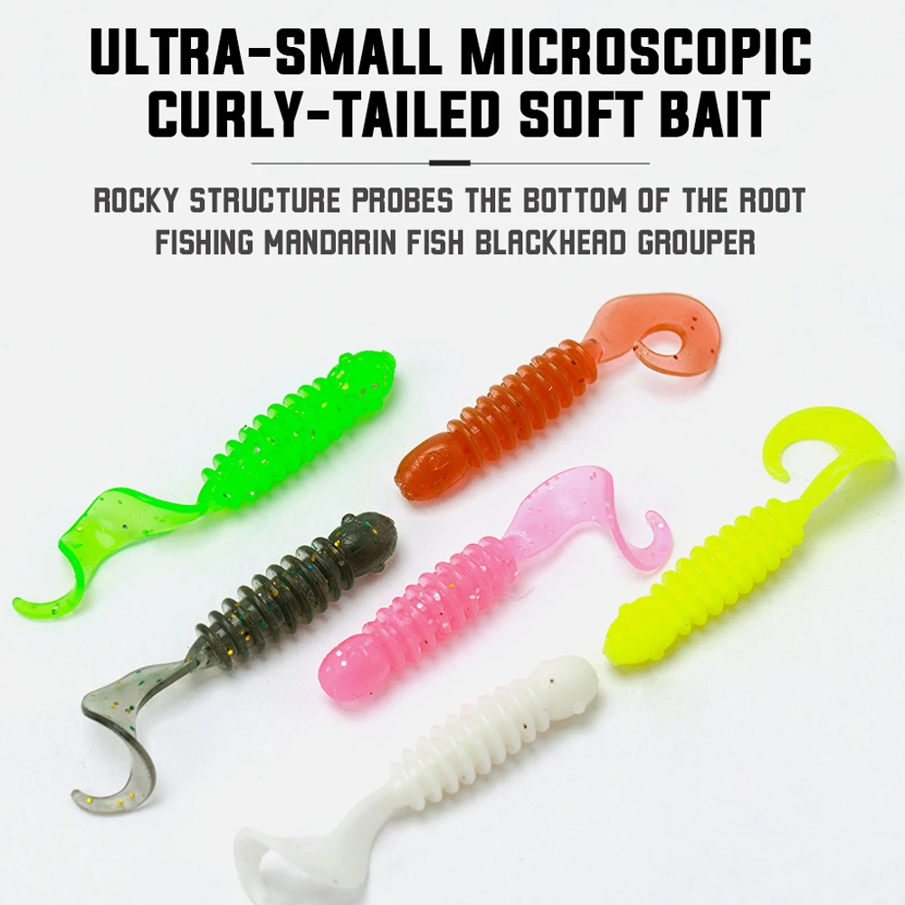 SOUNSI 20 micro objects plus fishy curly tail soft bait, lure fishing soft bait, 3.5 cm black pit wild fishing, false bait perch