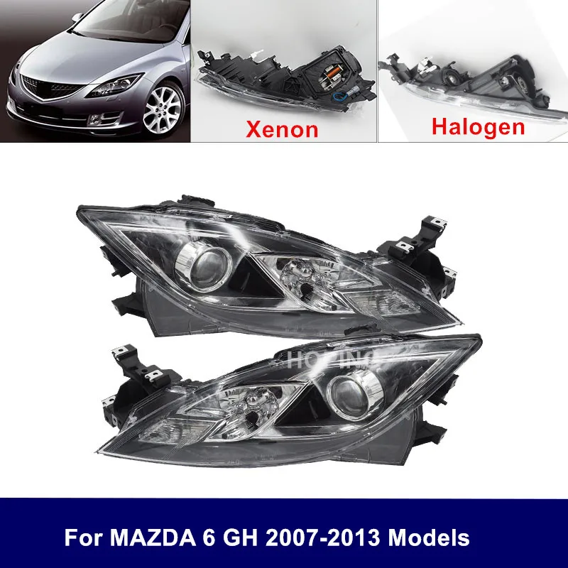 Hoping 2PCS Front Headlight Headlamp For Mazda 6 GH 2007-2013 Front Driving Head Light Halogen or Xenon No Bulbs Left Right