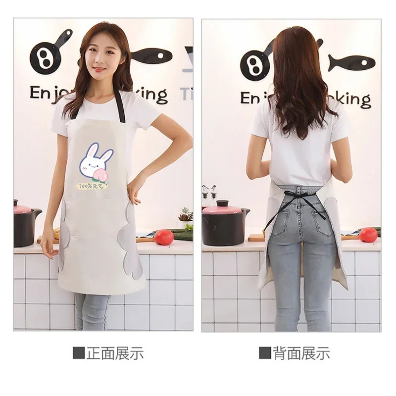 Household Waterproof Hand-wiping Apron Kitchen Oil-proof Apron Adult Cooking Hanging Neck Bibs Home Aprons Kitchen Accessory