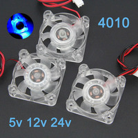 4010 40x40x10mm Hydraulic Bearing 2pin DC 5v 12v 24v Cooling Fan Transparent LED Iight Emitting