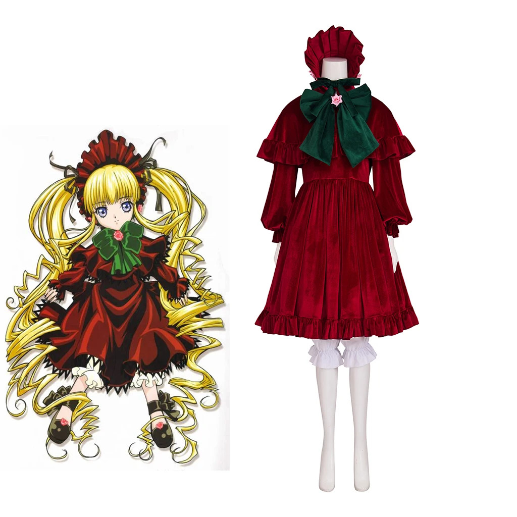 Anime Pure Ruby Cosplay Shinku Costume Women's Red Lolita Dress Suit Halloween Carnival Christmas Party Reiner Rubin Ball Gown