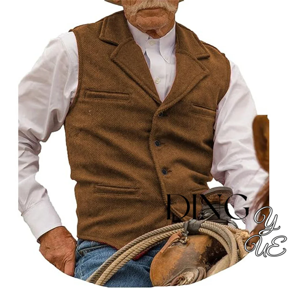 

Hunting Aged Mens Tweed Waistcoats Herringbone Vests Wedding Retro Casual Wool Business XS-3XL