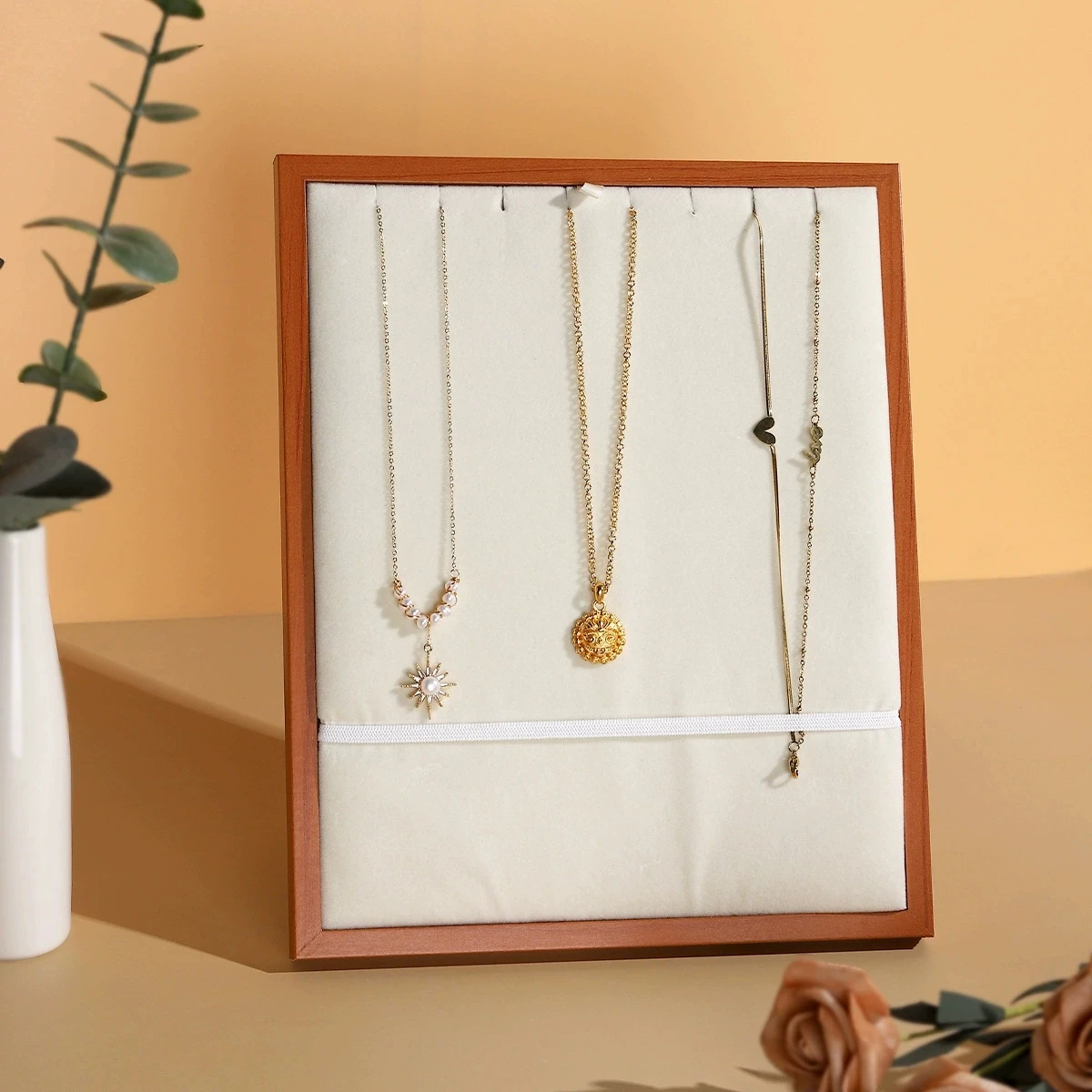 

Fashion Vertical Foldable Necklace Display Stand Desktop Pendant Bracelet Long Chain Jewelry Storage Rack Counter Showcase Props