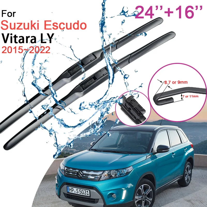 Car Front Windshield Wiper Blades for Suzuki Escudo Vitara LY 2015~2022 2016 2017 Frameless Rubber Snow Scraping Accessories