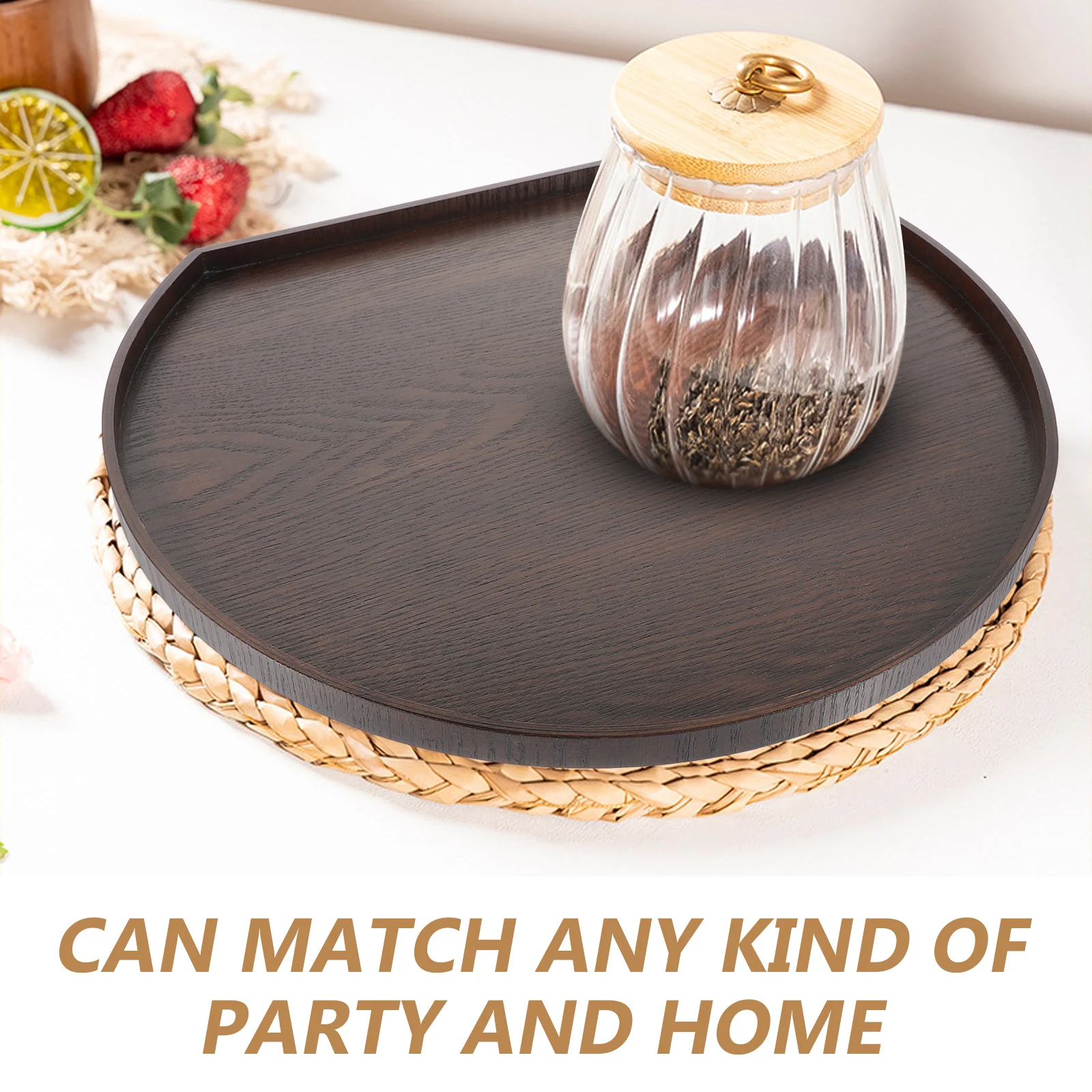 

Wooden Tray Large Capacity Fruit Serving Tray For Home Decor Tea Party Sushi Display Desktop Storage Snacks Platter