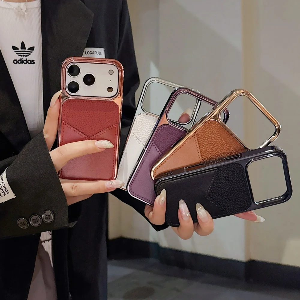 Business PU Leather Card Bag Phone Case for iPhone 18 17 ProMax 16 15 Pro 18ProMax 17ProMax With Card insertion Shockproof Cover view 3