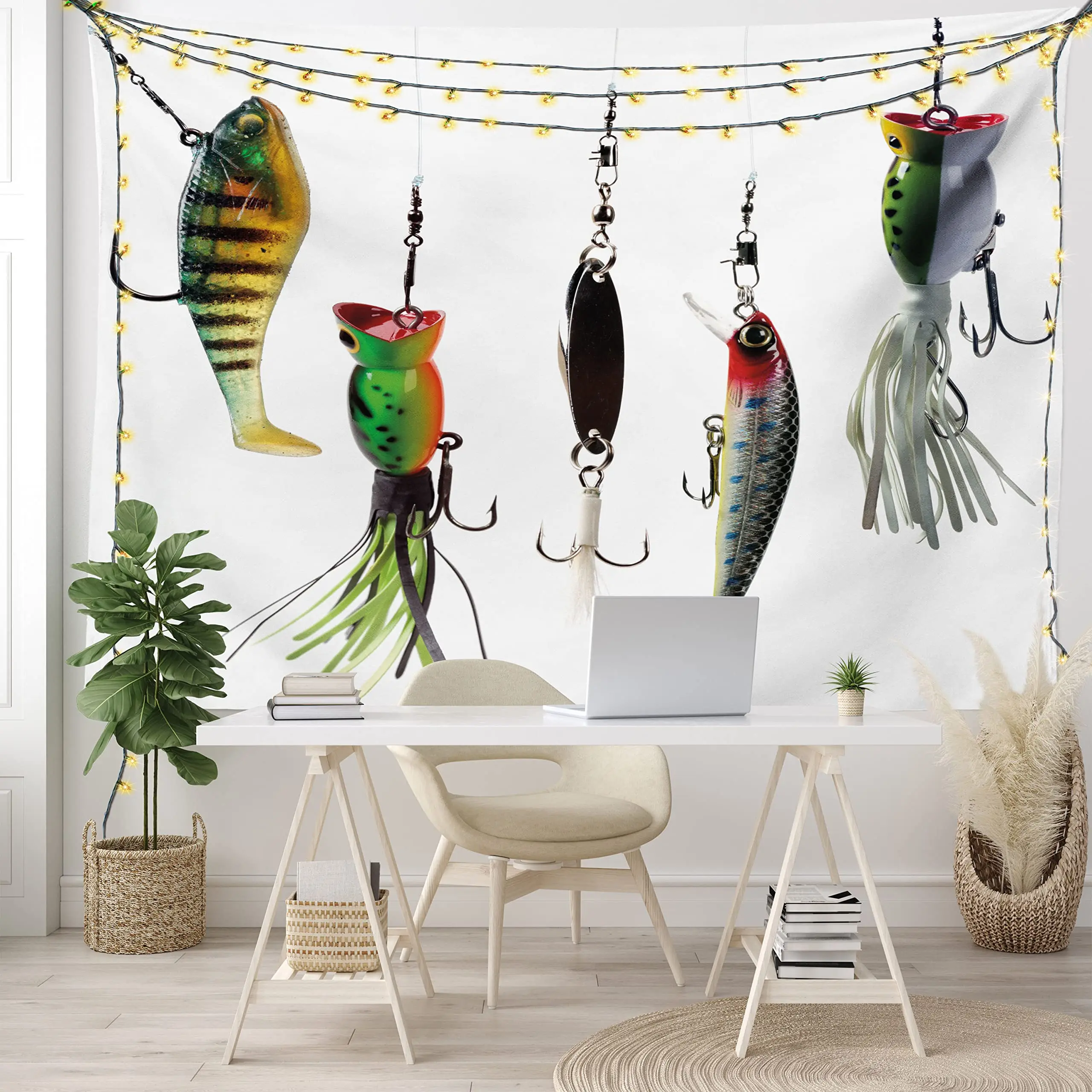 Fish Bass Tapestry Pike Fishing Tapestries Underwater Fish Animal Wall Hanging Home Bedroom Living Room Dorm Decor Wall Blanket