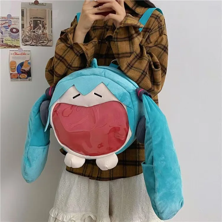 

Cosplay Hatsune Miku Shoulder Bag Backpack Cute Anime Plush Cartoon Kawaii Knapsack Student Bag Packet Decoration Gift Toy
