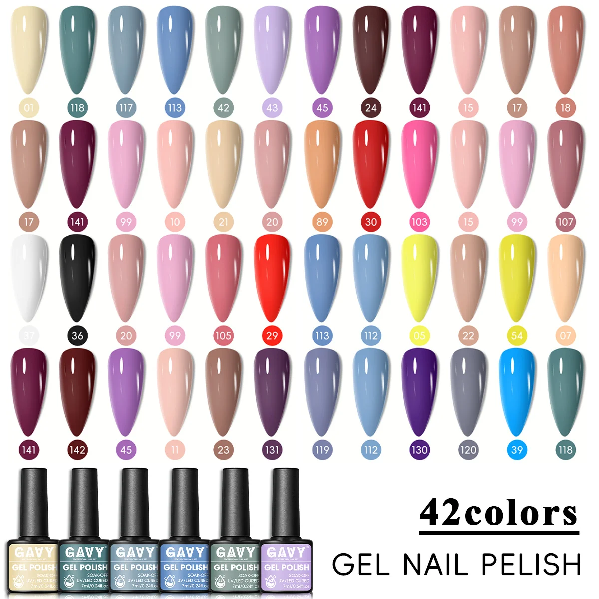 6Pcs Solid Gel Nail Polish Set Nude Red Purple Blue Green Tones Soak Off UV LED Long Lasting Salon Manicure Kit