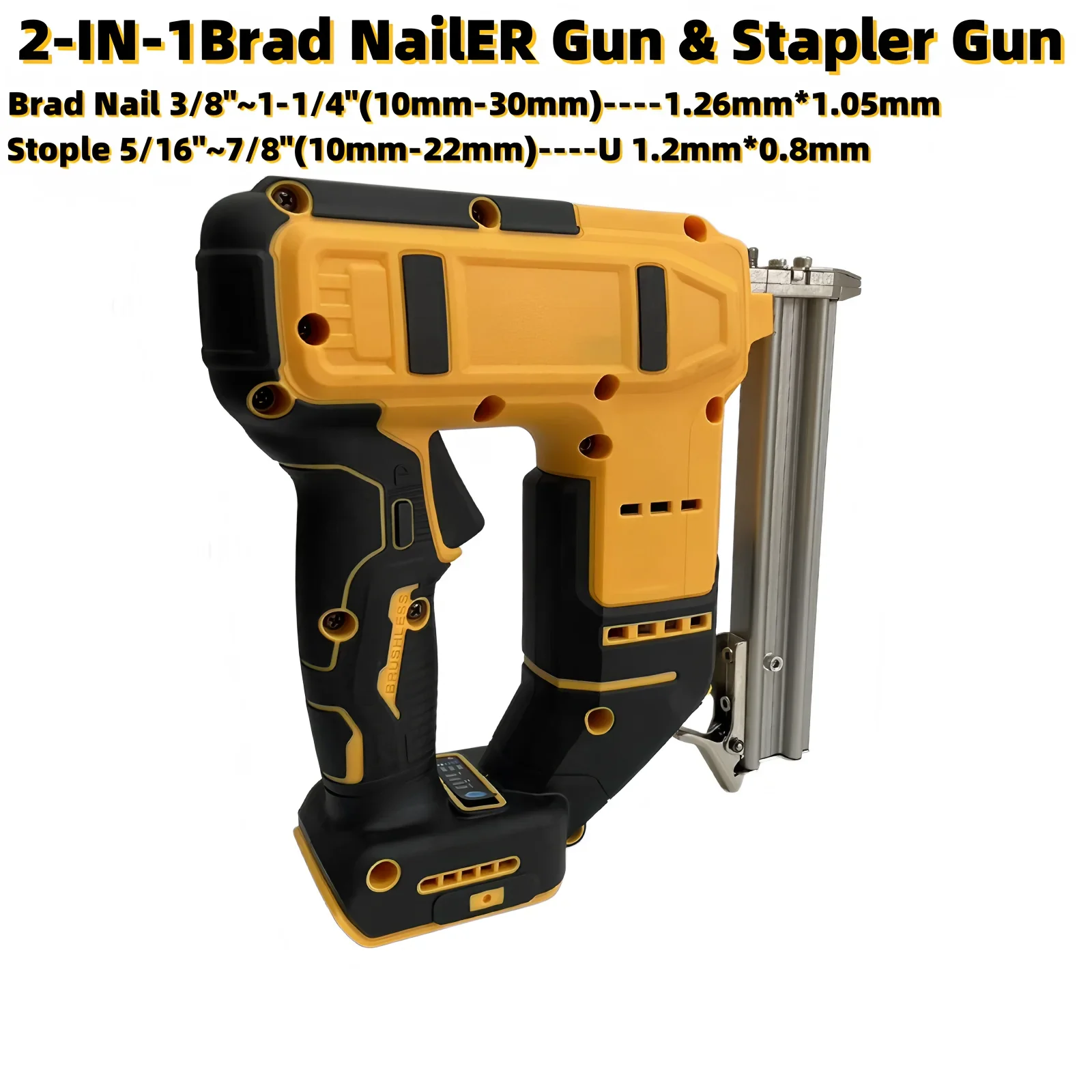 

2-IN-1 Electric Brushless Brad Nail Gun Cordless Straight/N-shape Nails Woodworking Nailing Machine Fit For Dewalt 20V Battery