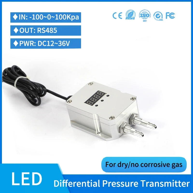 RS485 Low Pressure 1000pa Air Differential Pressure Transducer for Wind LED Display Micro 1kpa Air Differential Pressure Sensor