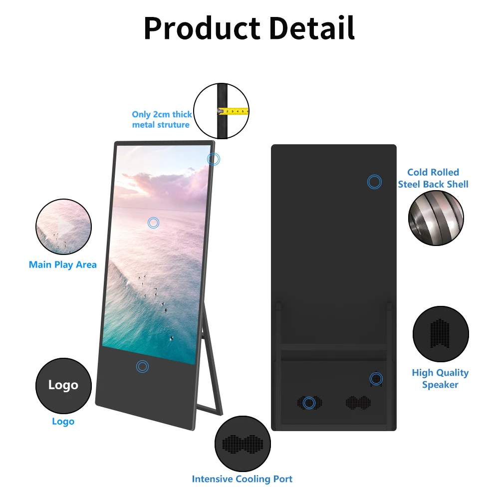 Digital Interactive Display Large Format Advertising Screen Customized 55 Inch Screen Signage Display LCD Poster Screen