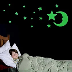 Glow Wall Decal Star Moon Cartoon Dinosaur Bedroom Study Luminous Decoration Fluorescent Wall Stickers Romantic Bedroom TMZ