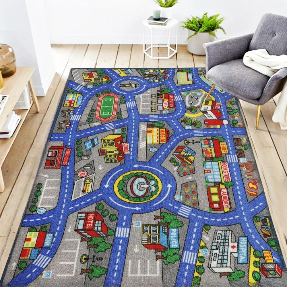 Kinder Verkehrsstraße Spielmatte Teppich Waschbare Auto Karte Pädagogisches Lernen Kinderzimmer Teppich für Spielzimmer Schlafzimmer Dekor Alfombra