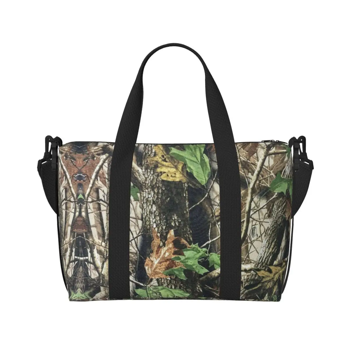 Custom Large Real Tree Camouflage Camo Pattern Tote Bag Women Shopper Shoulder Beach Gym Travel Bag