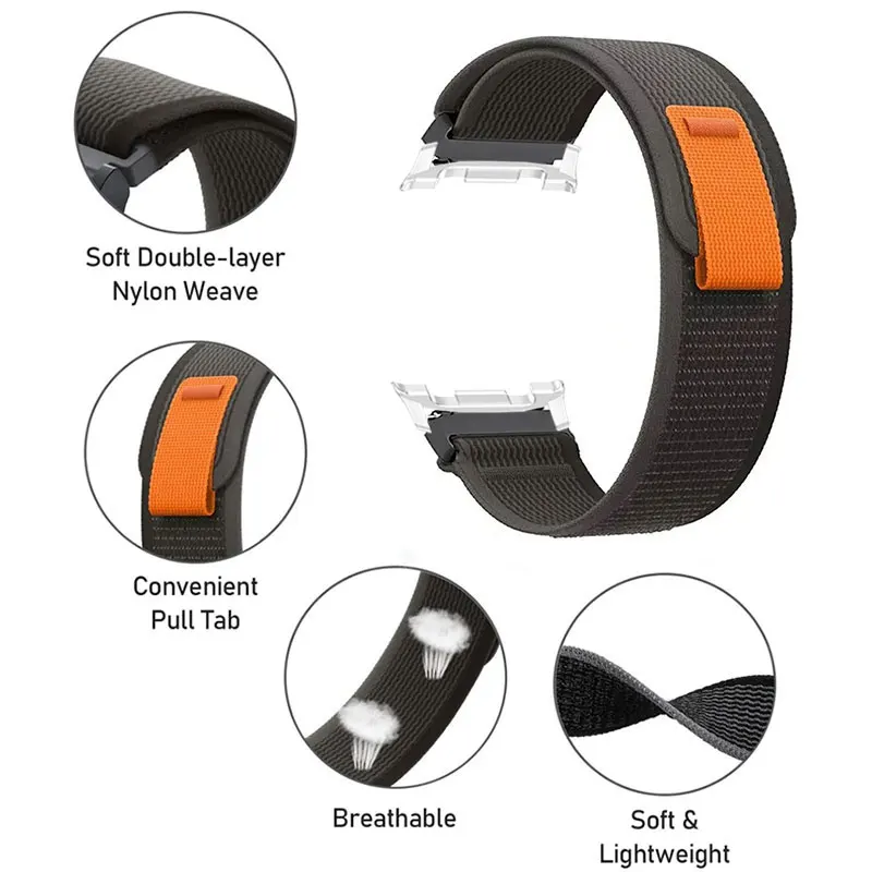 เทรลสายไนลอนสำหรับซัมซุงกาแล็กซี่วอทช์ 8 40 มม.44 มม.อัลไพน์ลูปสร้อยข้อมือสำหรับกาแล็กซี่วอทช์ 8 คลาสสิก 46 มม./อัลตร้า 47 มม.