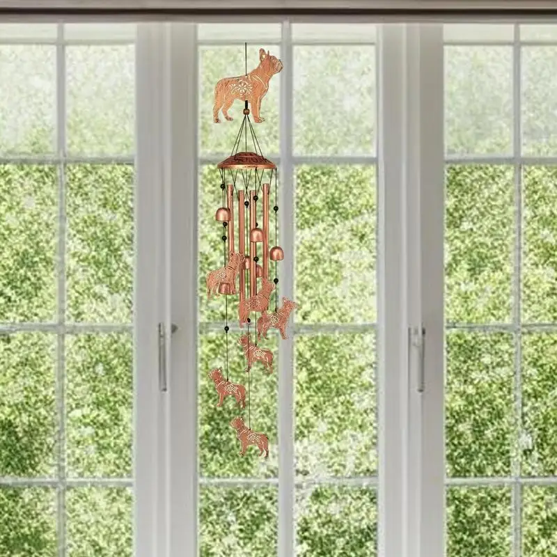 Outdoor Garden Wind Chime Weatherproof Iron Dog Wind Bells Large Wind Chime with Tubes Yard Patio Home Wall Hanging Decoration