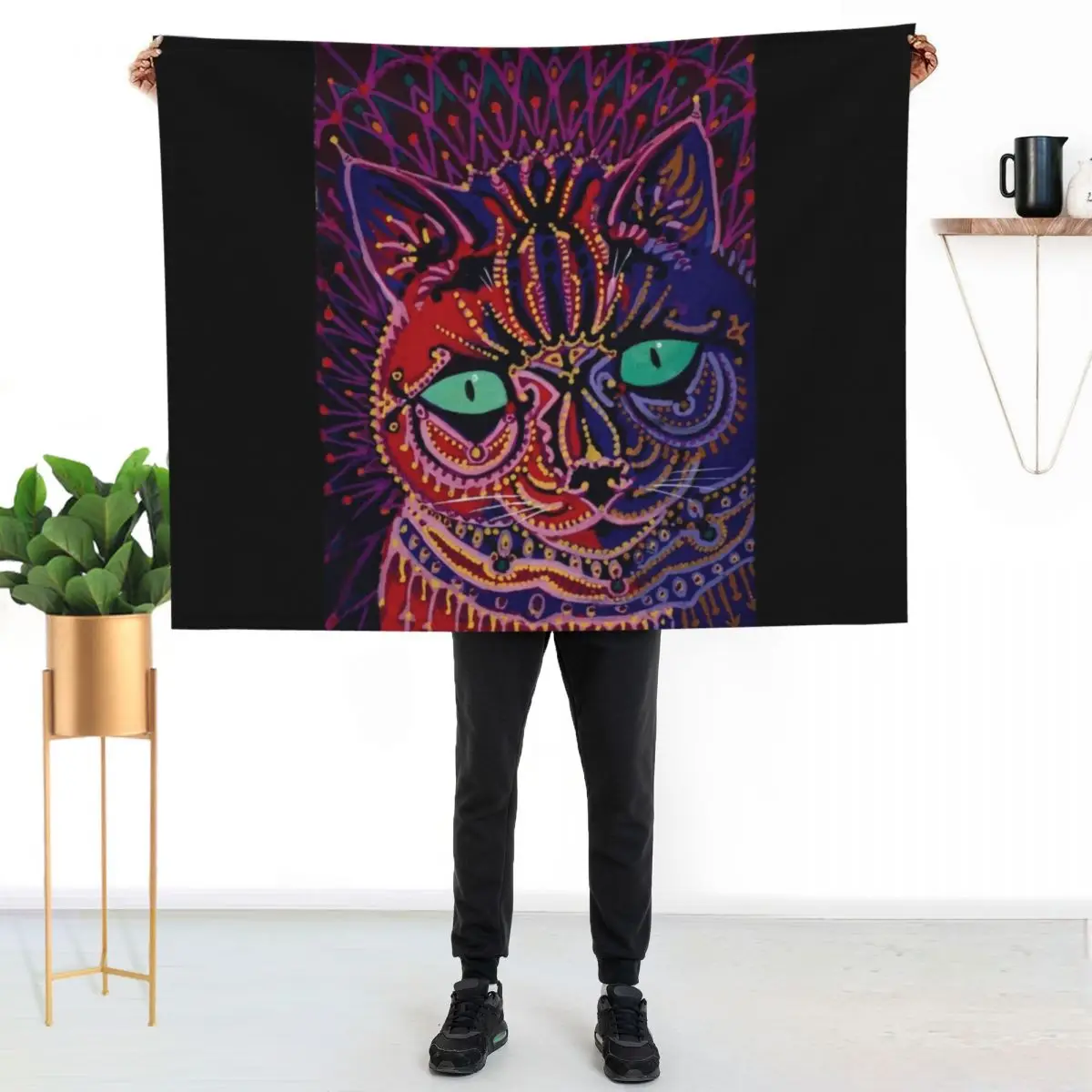 

Louis Wain Decorative Cat Throw Blanket Luxurious Soft Fuzzy Blanket for Sofa Bed