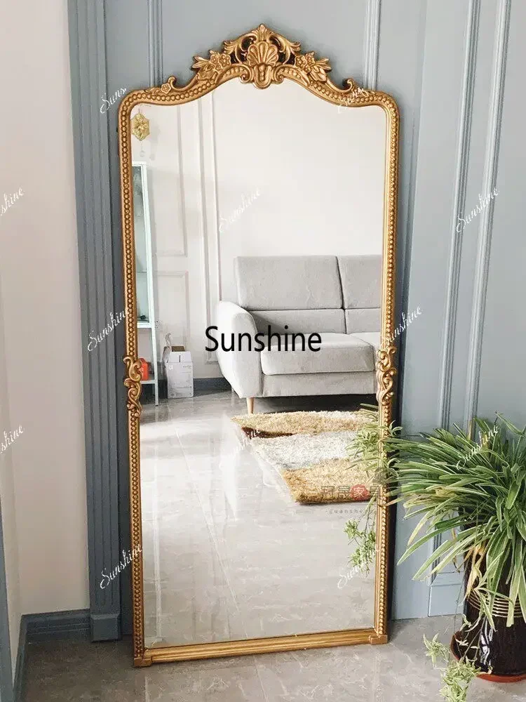 French retro full-length mirror wall-mounted American simple floor-to-ceiling mirrorT*