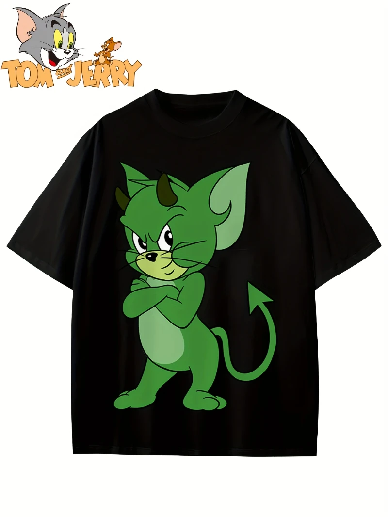 رائجة البيع 2025 الصيف توم وجيري 1 قطعة رجل الجرافيك طباعة القطن تي شيرت استرخاء صالح الراقية الفاخرة لكل من الرجال والنساء