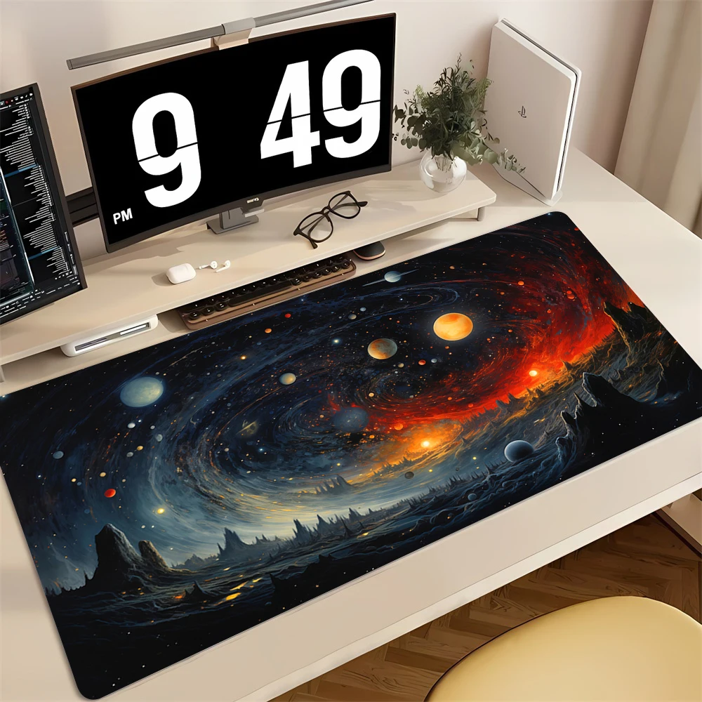 Starry Night Mouse Pad Starry Sky Moon Study Office Desk Mat Use, Office Accessories, Rectangular Workstation Durable Mousepad