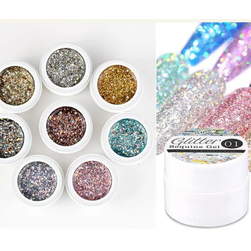 Nails Nail Varnish Soak Off Uv Led Gel Shiny Gel Nail Polish Shimmer Sequins Polish Nail Art Glitter Nail Gel Polish