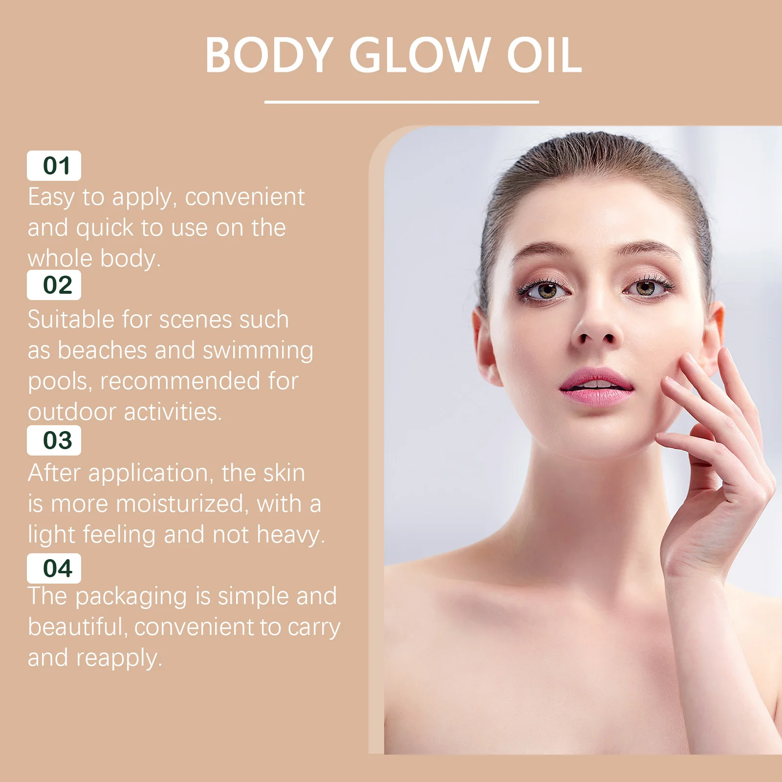Aceite Protector Solar Corporal Hidratante, Resistente a los Rayos UV, Reduce el Bronceado, Nutrición Profunda, No Pegajoso, con Brillo, Aceite Protector Solar Corporal de Coco