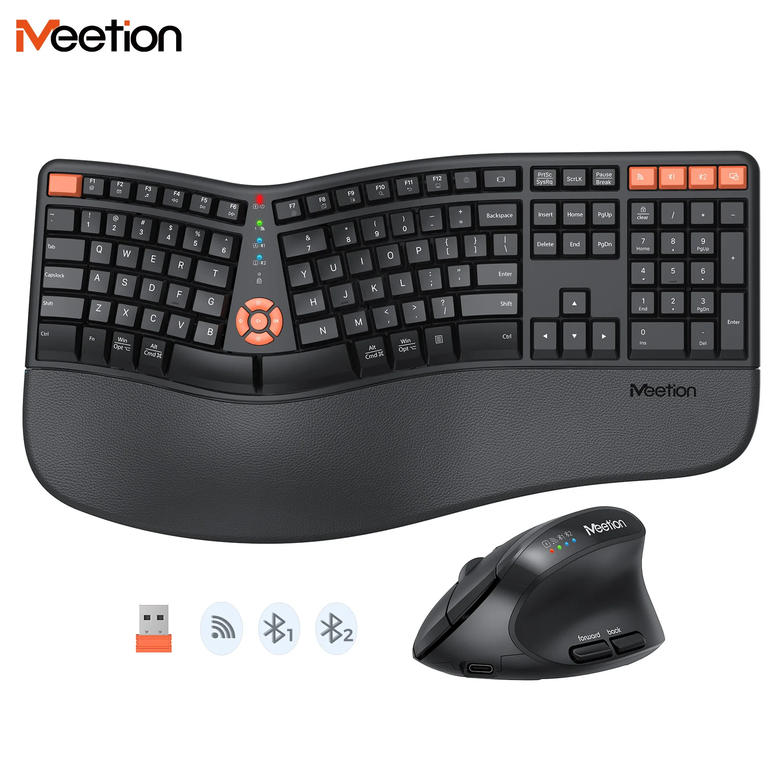 

UNSHARKABLE&MEETION DirectorC2 Wireless Keyboard Mouse Set 2.4G Bluetooth Dual-model Ergonomics TypeC Recharge for Office Gaming