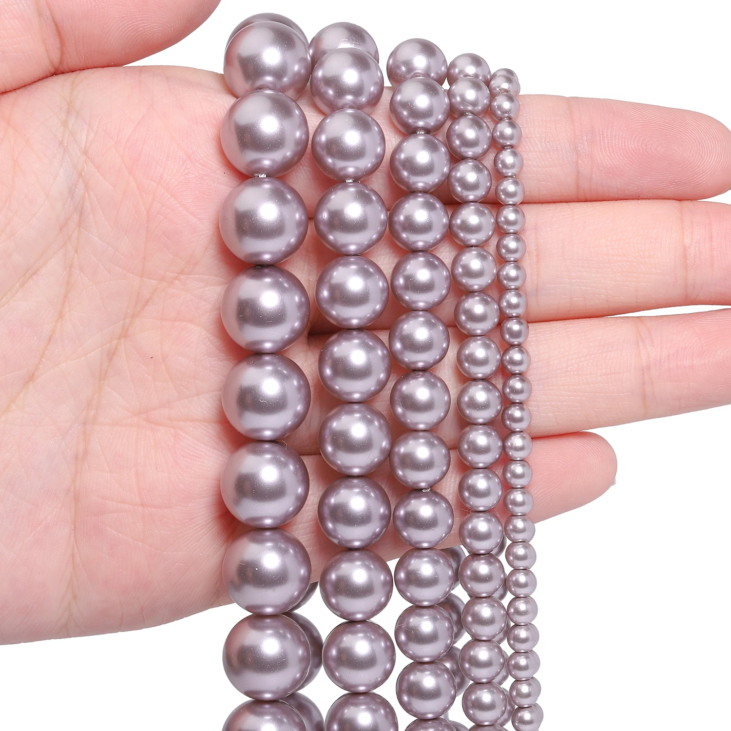 4mm 6mm 8mm 10mm 12mm Purple Glass Beads Imitate Pearl Beads For DIY Jewelry Making Bracelet Necklace Accessory Wholesale