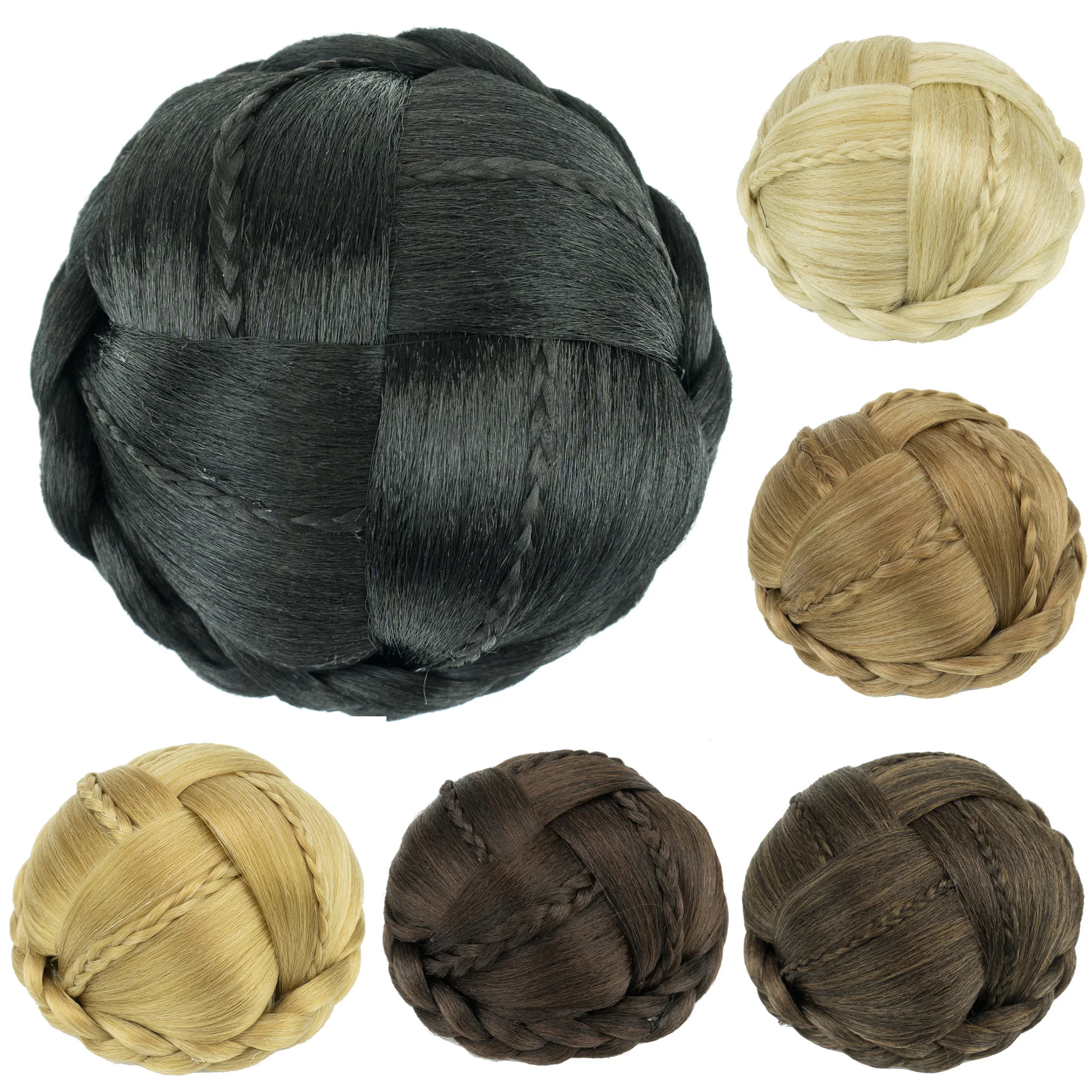 غطاء كعكة الشعر الاصطناعية المضفر على شكل كعكة شعر على شكل كعكة شعر على شكل دونات Scrunchie للنساء لقطعة شعر الراقصة