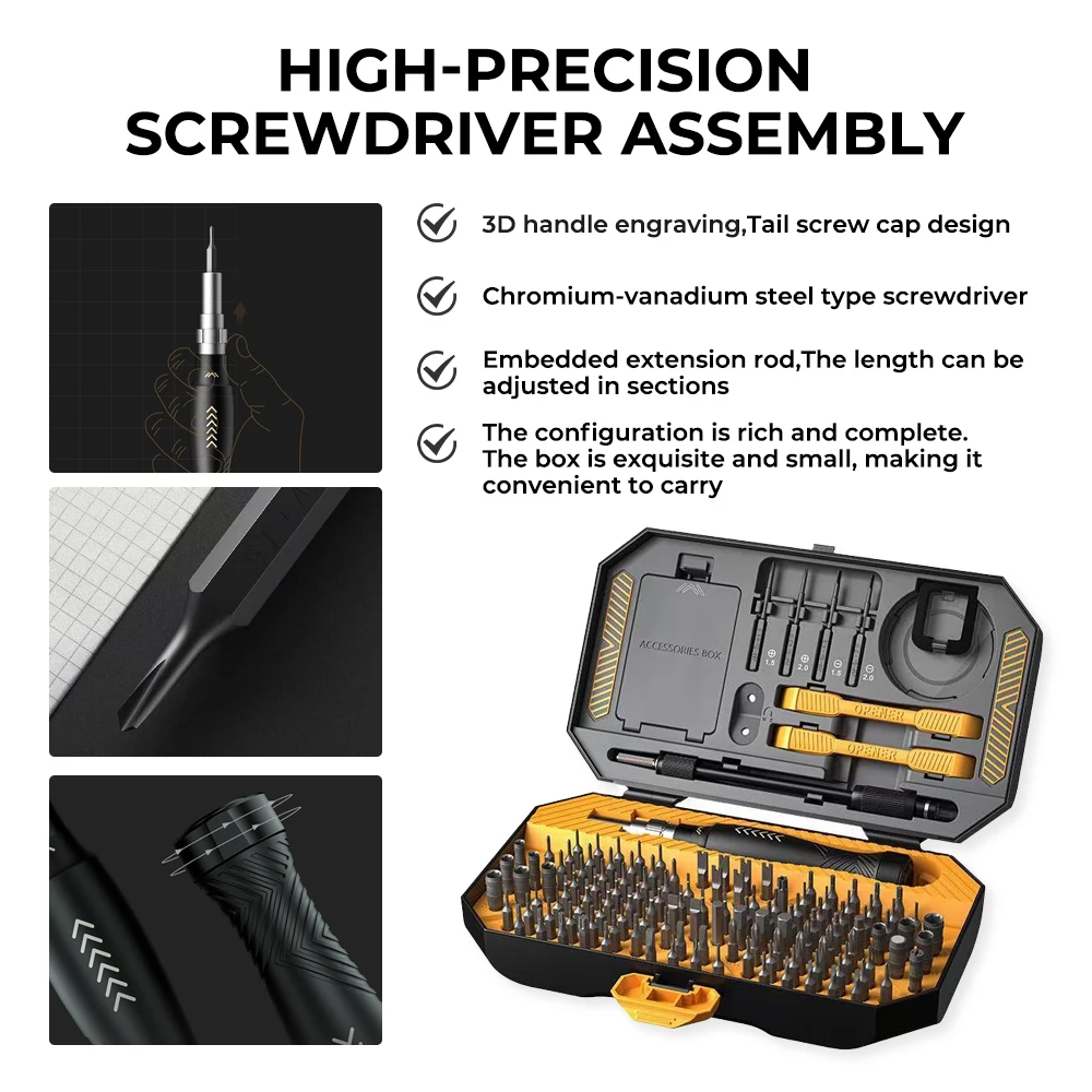 Juego de destornilladores de precisión 145 en 1, Kit de herramientas de reparación Manual profesional con cabezales de tornillo Torx T5 magnéticos para iPhone, PC, reloj DIY