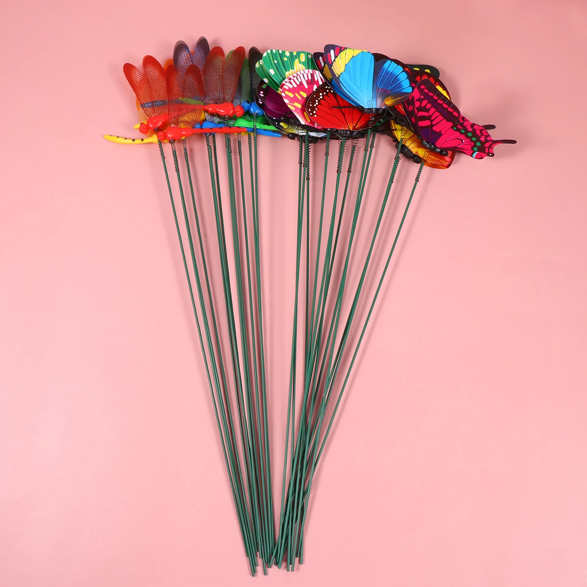 

24pcs Simulation Butterfly Dragonfly Insert Rods Colorful Plastic Crafts for Flowerpot Vase Decor Home Office Brighten Garden