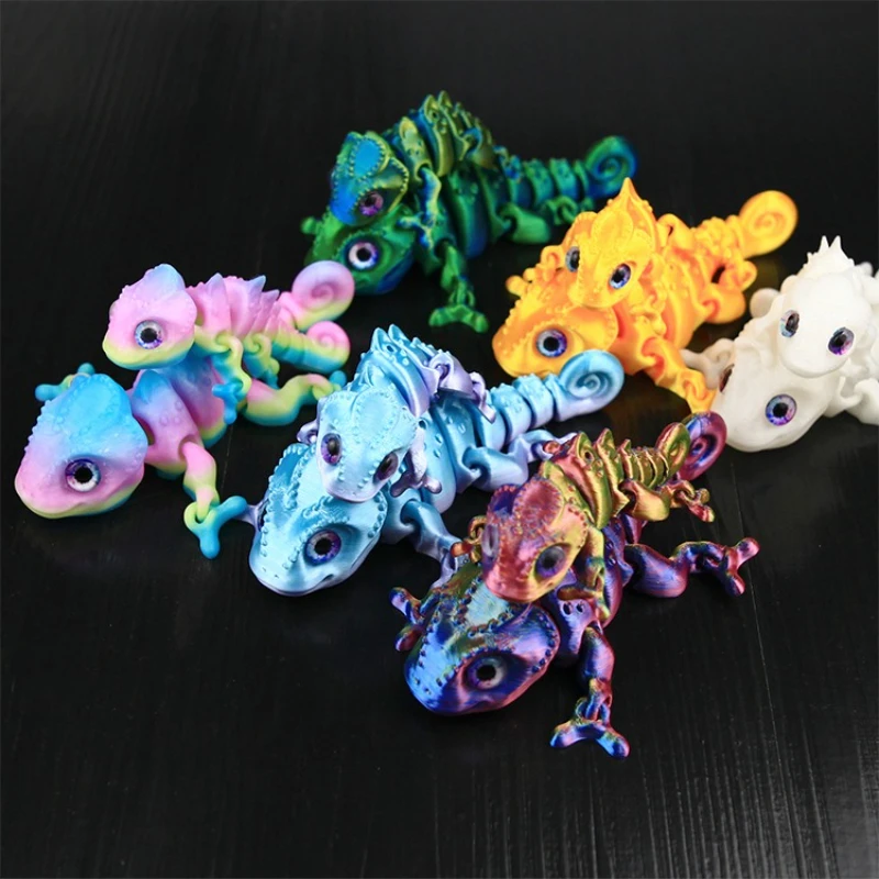 Chameleon Figures 3D Printing Multi-joint Movable Simulation Eyes for Home Accessories Kids Gift Living Room Decoration іграшка