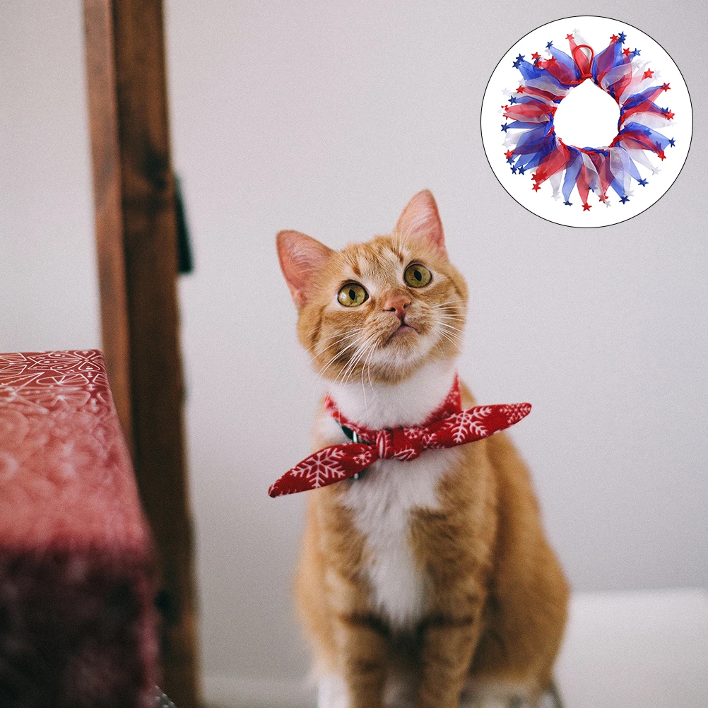 

Pet Collar Dressing Accessories Party Independence Day Ultra Small Supplies Adjustable Dog Decorative Cat Polyester Neckband