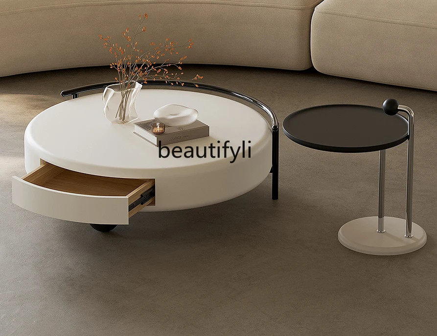 Italian minimalist, creative coffee table combination high-end small apartment living room household storage stainless steel