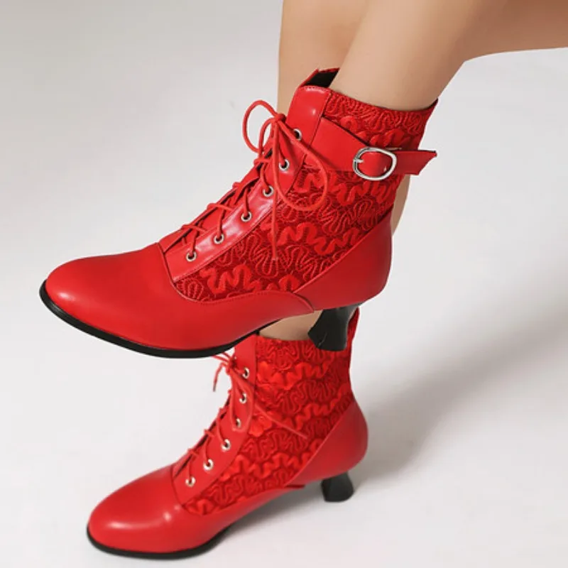 

Винтажные женские ботинки, пикантные странные туфли в стиле стимпанк, женские ботильоны на низком каблуке с острым носком на шнуровке, женские ботильоны в викторианском стиле