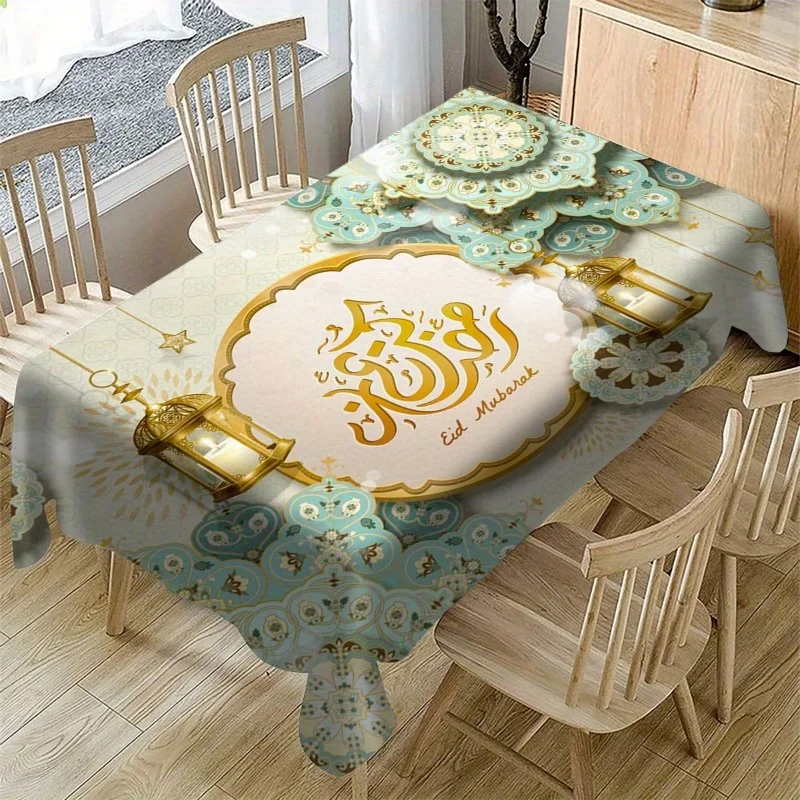 Ramadan Mandala Lantern Waterproof Tablecloth Table Decor Reusable  Eid Mubarak Kitchen Dining Tablecloth Ramadan Decorations