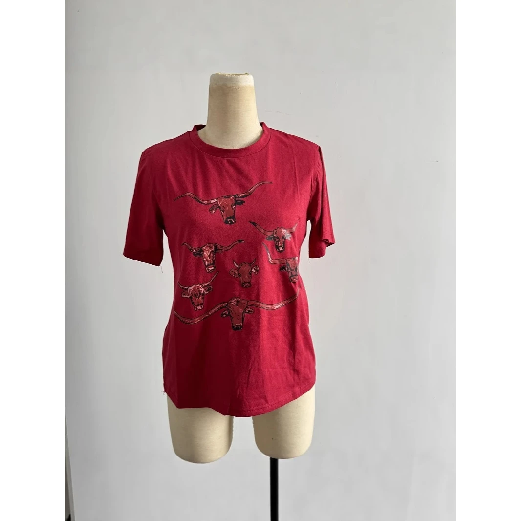 

2024 Spring Women's Cotton Linen ort Sve Casual Top Direct Spray Printing Design Floral Pattern Loose Fit Overhead irt