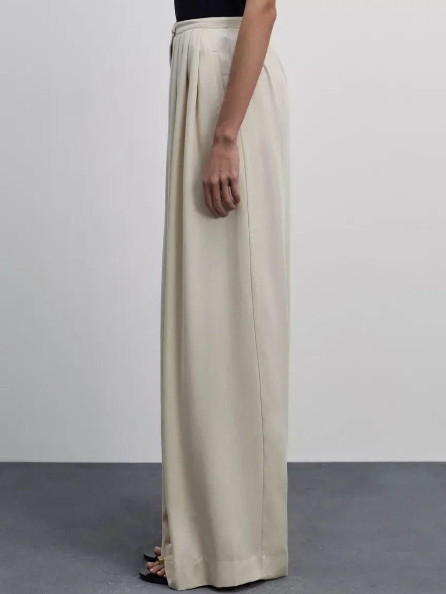 Parc Fee Casual Loose Apricot Women's Pants Fashion High Waist Wide Trousers Elegant Classic Full Length Pants Female Clothing