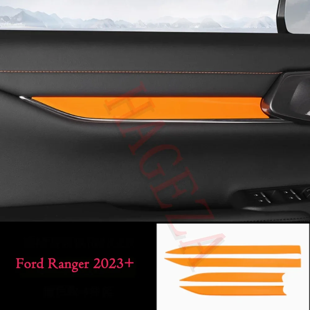 

For Ford Ranger 2023-2024 ABS Auto Interior Door Panel Trim Strip Cover Decorative Cover Trim 4PCS Car Refit Accessorie