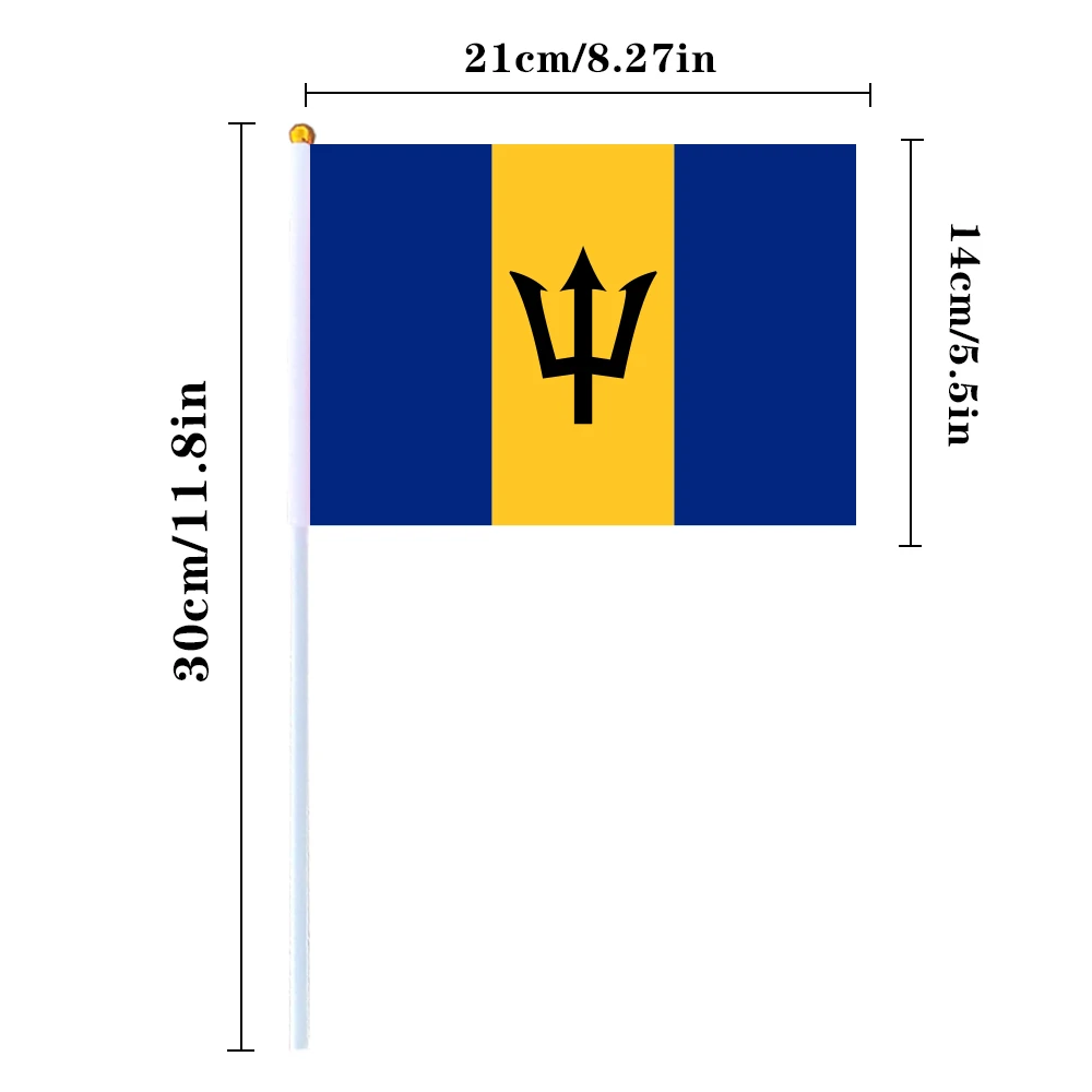 CYPOMELO Flag Barbados national flag 14 * 21cm Barbados flag small holding waving flag indoor and outdoor home decoration