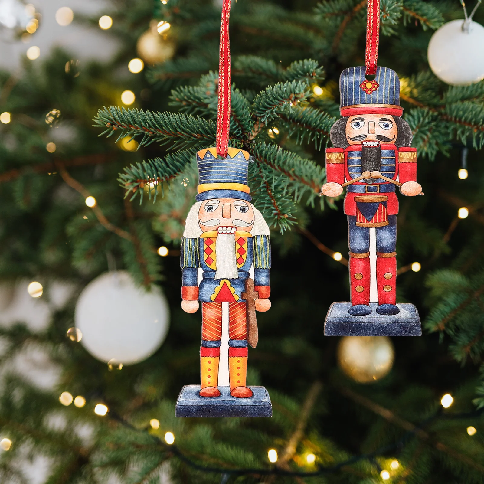 

4 Pcs Nutcracker Decoration Figurine Accessories Hanging Holiday Decorations Crafts Ornament