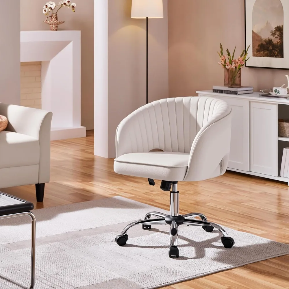 Yaheetech كرسي مكتب لطيف كرسي الغرور المخملي مع عجلات مكتب المنزل منجد كرسي دوار حديث مع ظهر برميل معنقدة