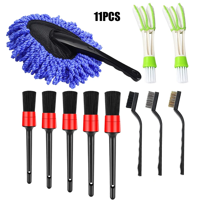 11-piece car wash beauty tool interior leather dust detail brush air conditioning outlet shutter brush