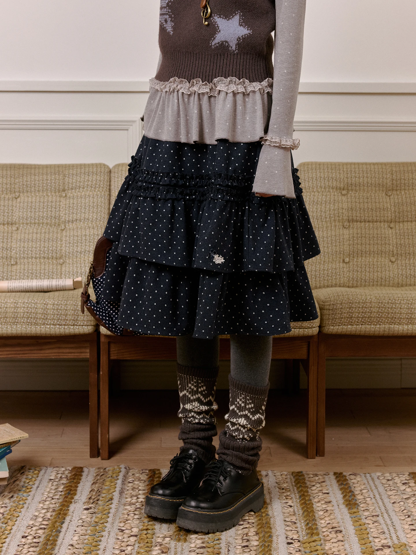 

Корейская универсальная шерстяная юбка-зонтик Kyouko: оригинальный дизайн, комбинированная, женская, зимняя, модная верхняя одежда