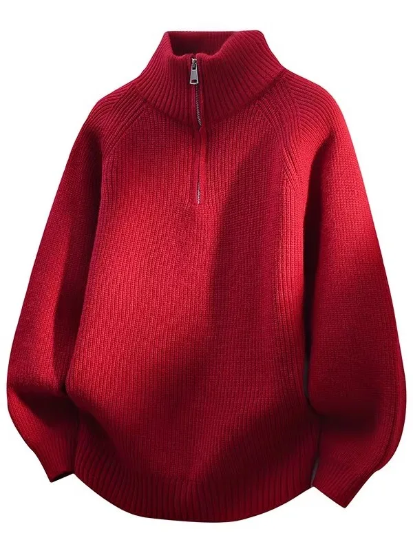 

plus Size 300 Pou American Retro f Zipper Stand Collar Sweater Men's Autumn Winter High Ne Knitted Casual Top